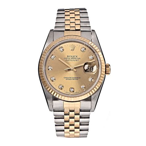 rolex datejust gold and stainless steel|Rolex 36mm Datejust with diamonds.